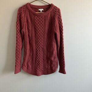 L.L.Bean Signature Cotton Fisherman Tunic Sweater Burgundy Maroon XS